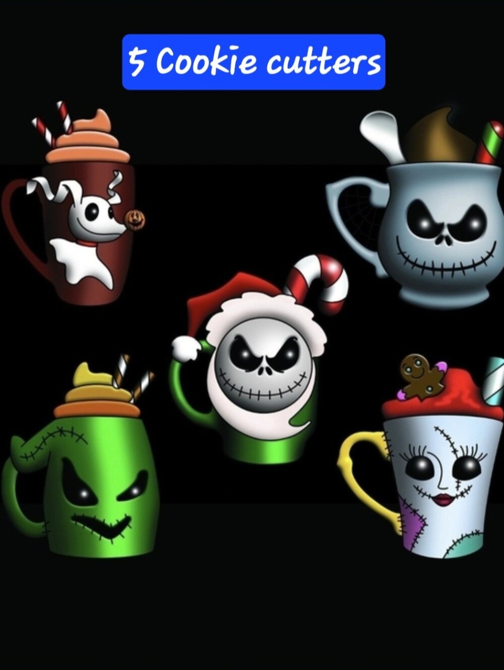 Nightmare Before Christmas Mug Cookie Cutters - Set of 5
